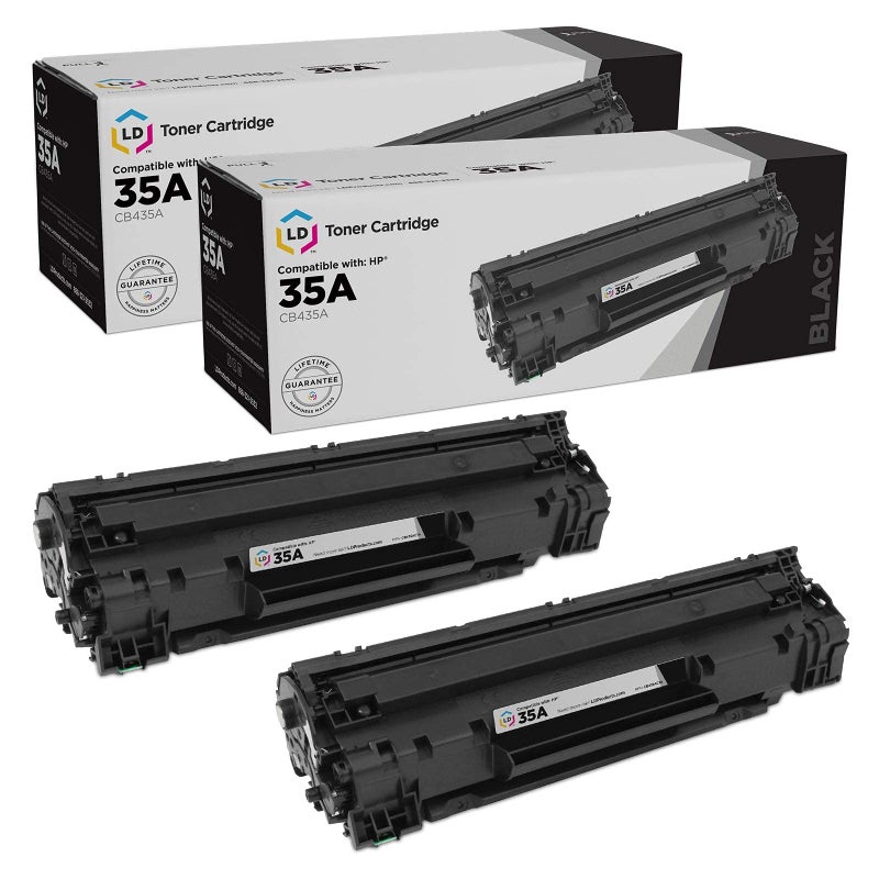 LD Products Compatible Toner Cartridge Replacements for HP 35A (Black, 2-Pack) for use in LaserJet: P1002, P1005, P1006, P1007 & P1008 - Image 1